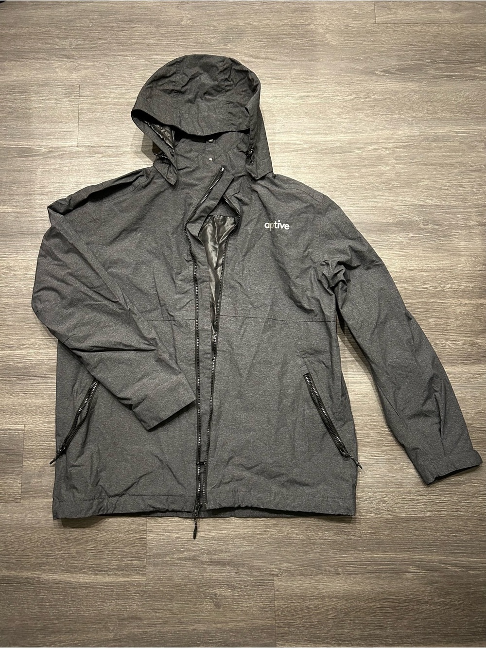 ortive Men's Charcoal Hooded Raincoat